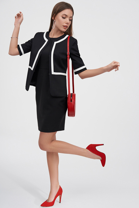 Платье-футляр со складками черного цвета 4 - интернет-магазин Natali Bolgar