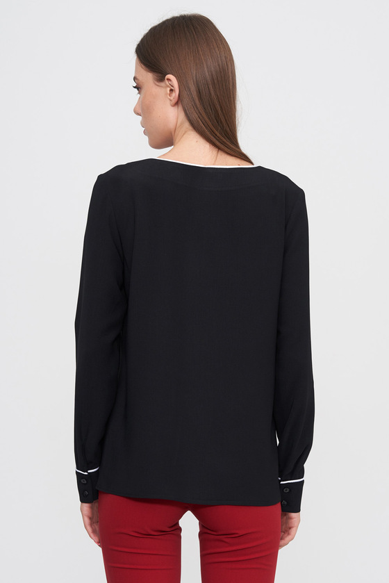 Блуза чорного кольору з контрастною відділкою 2 - интернет-магазин Natali Bolgar