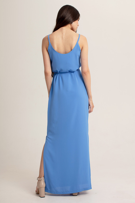 Платье в пол голубого цвета на тонких бретелях 3 - интернет-магазин Natali Bolgar