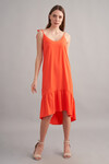 Летнее платье кораллового цвета с асимметричным низом 4 - интернет-магазин Natali Bolgar