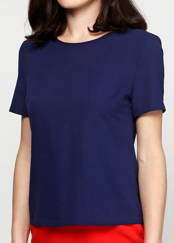 Однотонная блуза темно-синего цвета 2 - интернет-магазин Natali Bolgar