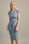 Платье-футляр нежно-голубого цвета с декоративным поясом 1 - интернет-магазин Natali Bolgar