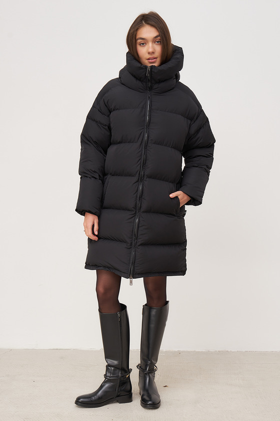 Чорна пухова куртка в стилі oversize 10 - интернет-магазин Natali Bolgar