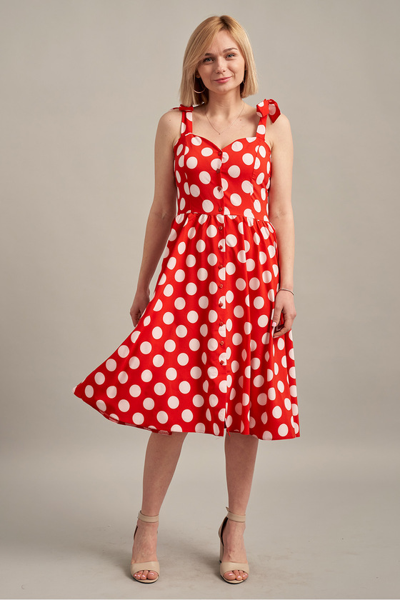 Платье красного цвета в горох - интернет-магазин Natali Bolgar