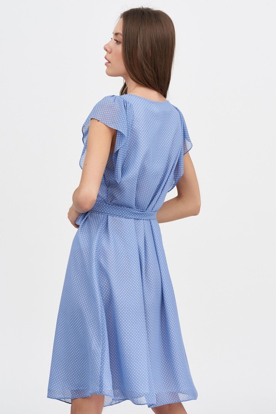 Шифоновое платье голубого цвета в мелкий горох 2 - интернет-магазин Natali Bolgar
