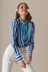Блуза в полоску с широкими манжетами - интернет-магазин Natali Bolgar