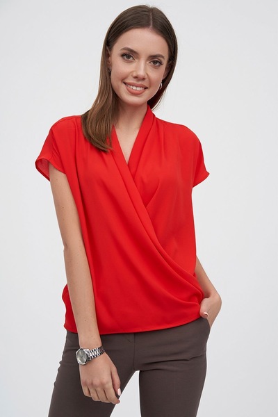 Блуза на запах красного цвета  – Natali Bolgar