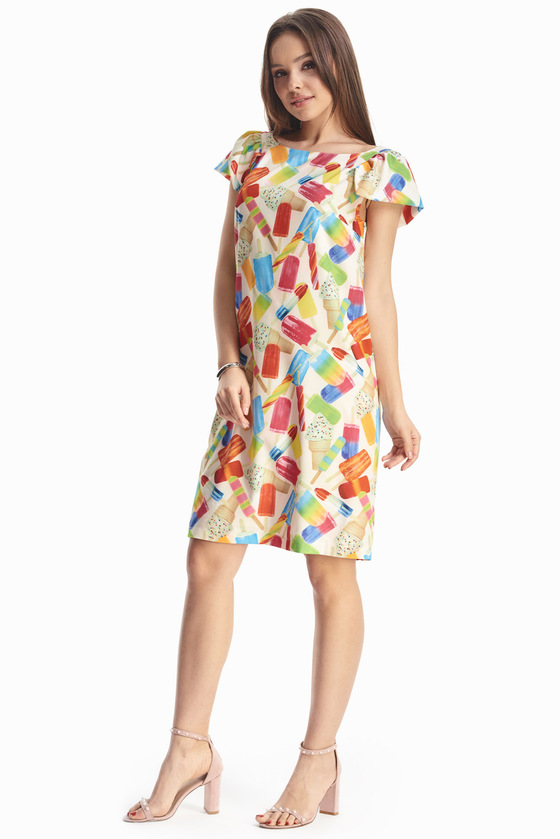 Платье с геометрическим принтом и декоративными рукавами 2 - интернет-магазин Natali Bolgar