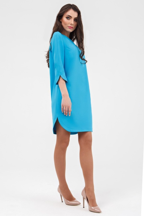 Свободное платье лазурно-голубого оттенка 2 - интернет-магазин Natali Bolgar
