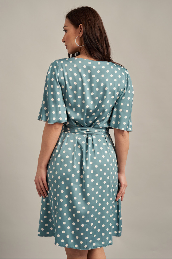 Голубое свободное платье в белый горох 2 - интернет-магазин Natali Bolgar