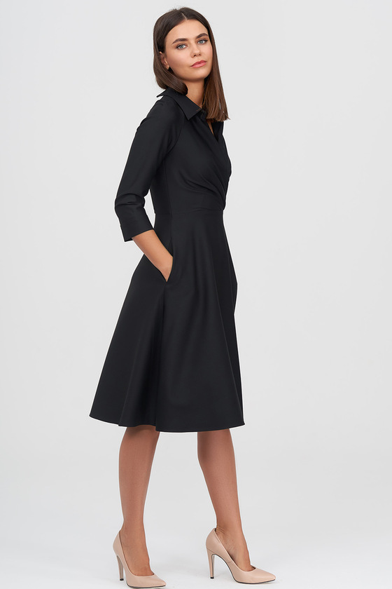 Платье черного цвета с драпировкой - интернет-магазин Natali Bolgar