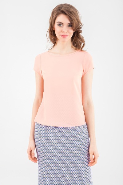 Коралловая блуза с короткими рукавами  – Natali Bolgar