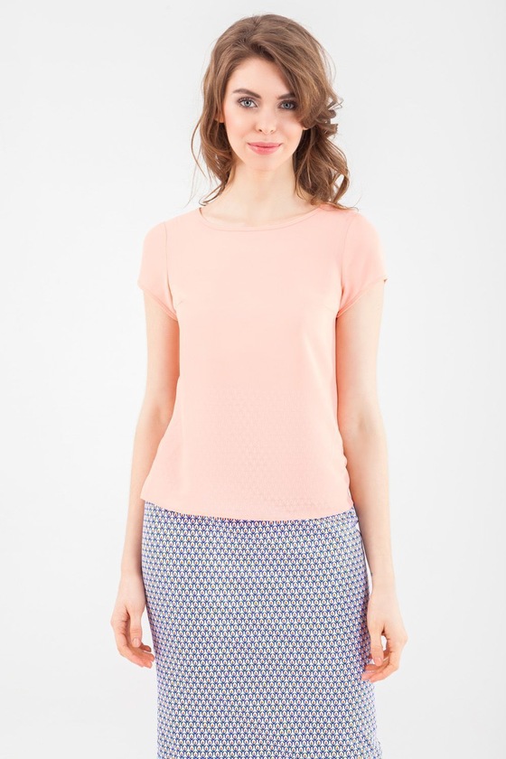 Коралловая блуза с короткими рукавами - интернет-магазин Natali Bolgar