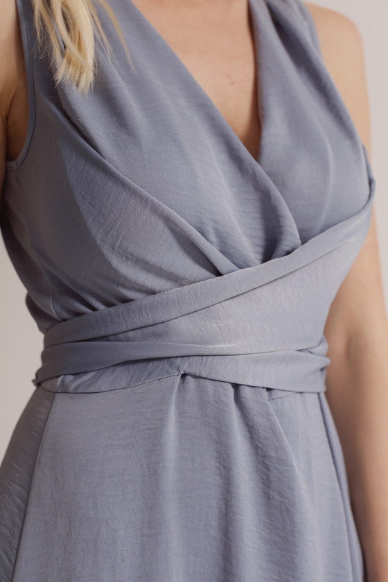 Платье голубого цвета на запах  5 - интернет-магазин Natali Bolgar