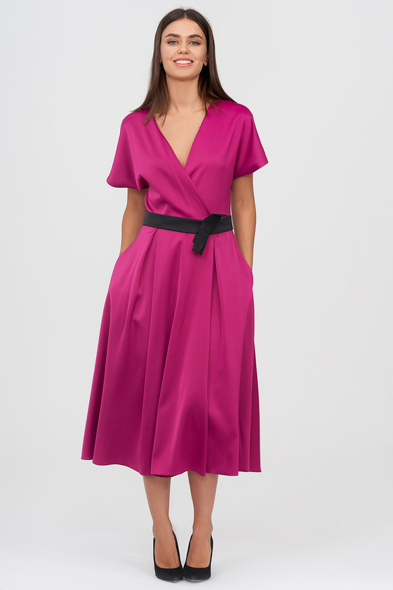 Струящееся платье на запах цвета фуксии - интернет-магазин Natali Bolgar
