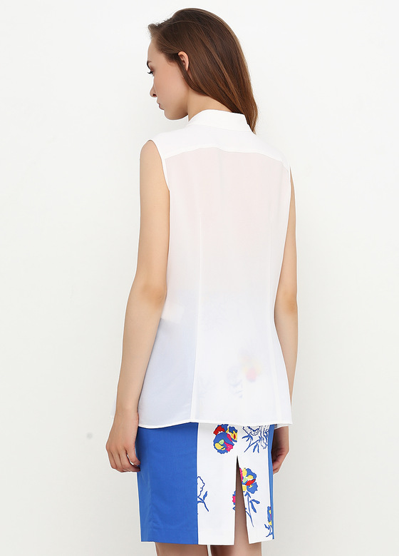 Однотонная блуза белого цвета 1 - интернет-магазин Natali Bolgar