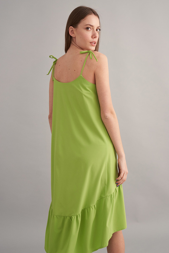 Летнее платье салатового цвета с асимметричным низом 4 - интернет-магазин Natali Bolgar
