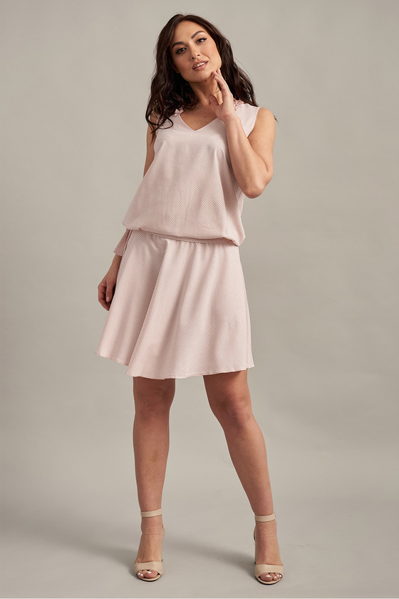 Пудровое платье с V-образным вырезом без рукавов 4 - интернет-магазин Natali Bolgar