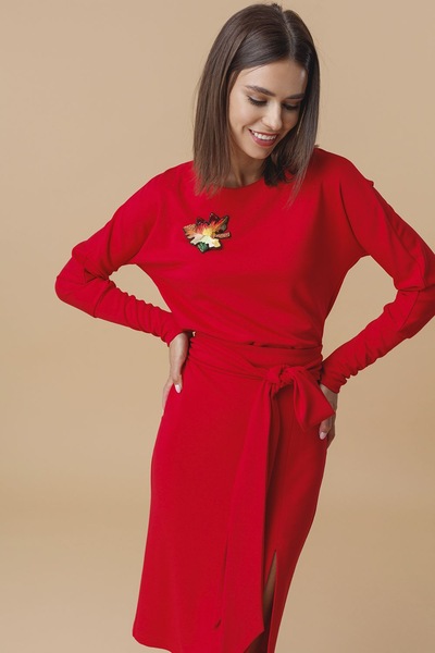 Платье алого цвета с разрезом  – Natali Bolgar