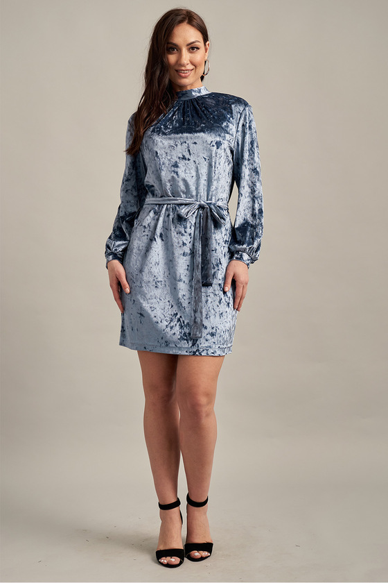 Бархатное платье голубого цвета 4 - интернет-магазин Natali Bolgar