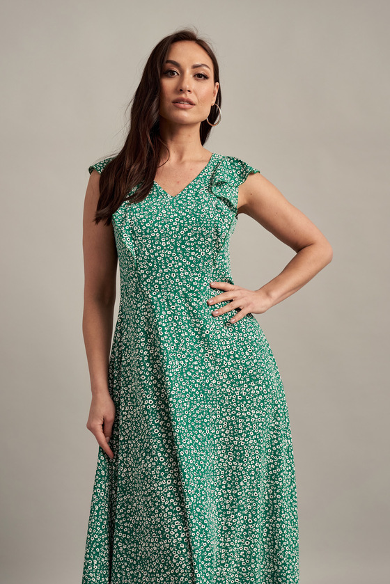 Длинное зеленое платье с цветочным принтом 2 - интернет-магазин Natali Bolgar