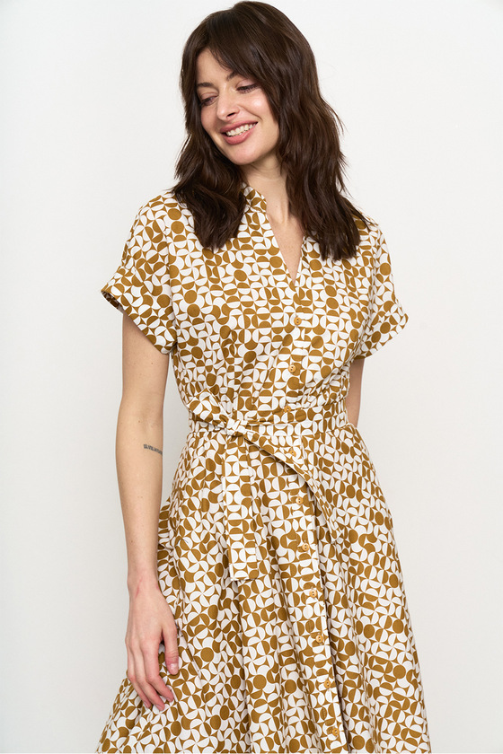 Сукня з геометричним принтом кольору кемел 2 - интернет-магазин Natali Bolgar