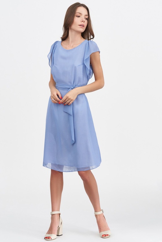 Шифоновое платье голубого цвета в мелкий горох 3 - интернет-магазин Natali Bolgar