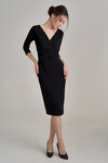 Платье миди черного цвета с V-образным вырезом 4 - интернет-магазин Natali Bolgar