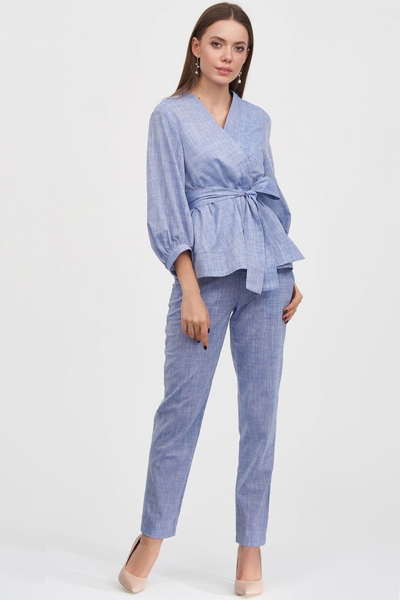 Льняные брюки голубого цвета - интернет-магазин Natali Bolgar