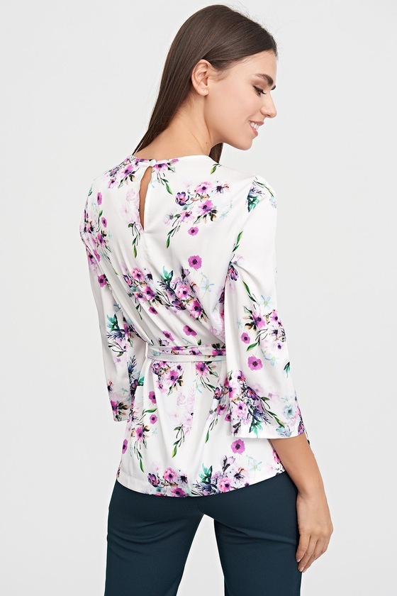 Блуза на запах в цветочном принте 1 - интернет-магазин Natali Bolgar