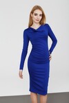 Синее платье с асимметричной горловиной 2 - интернет-магазин Natali Bolgar