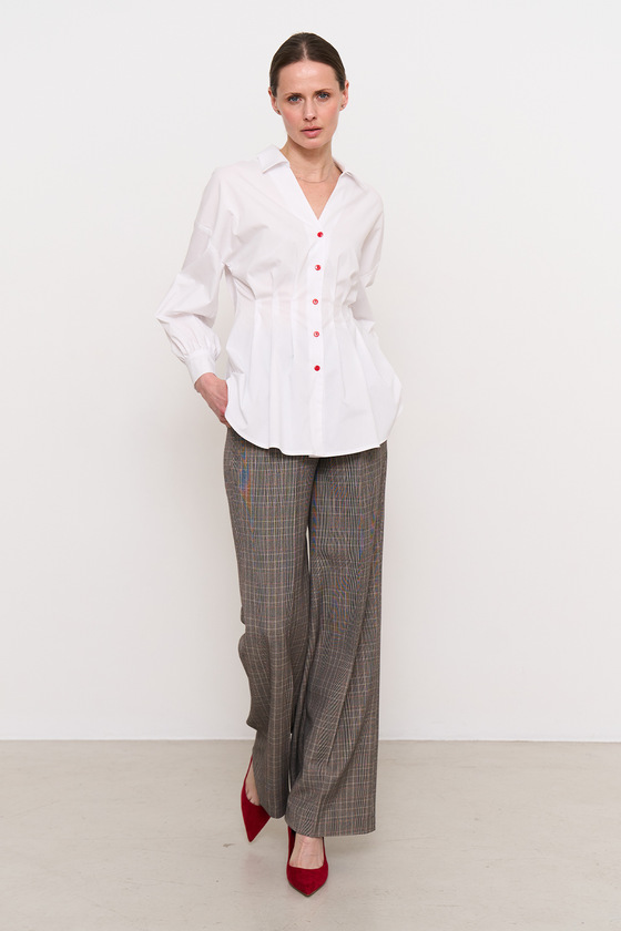 Біла сорочка з червоними ґудзиками 5 - интернет-магазин Natali Bolgar