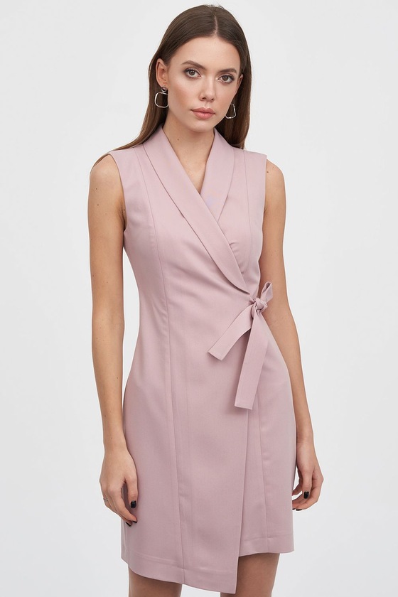 Платье-жилет на запах пудрового цвета 1 - интернет-магазин Natali Bolgar
