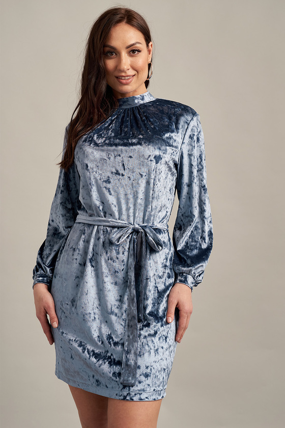 Бархатное платье голубого цвета 2 - интернет-магазин Natali Bolgar