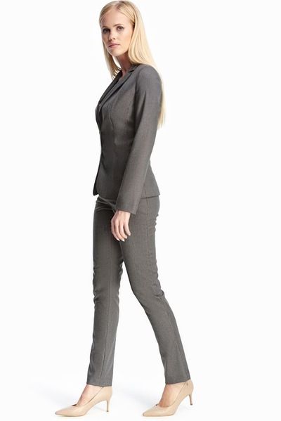 Зауженные брюки серого цвета с принтом  – Natali Bolgar