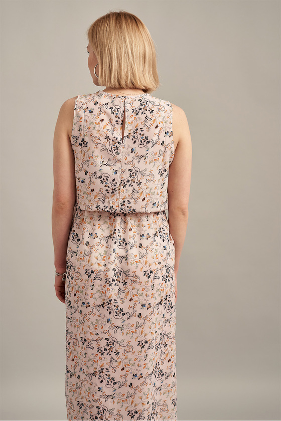 Платье в пол с нежным цветочным принтом без рукавов 3 - интернет-магазин Natali Bolgar