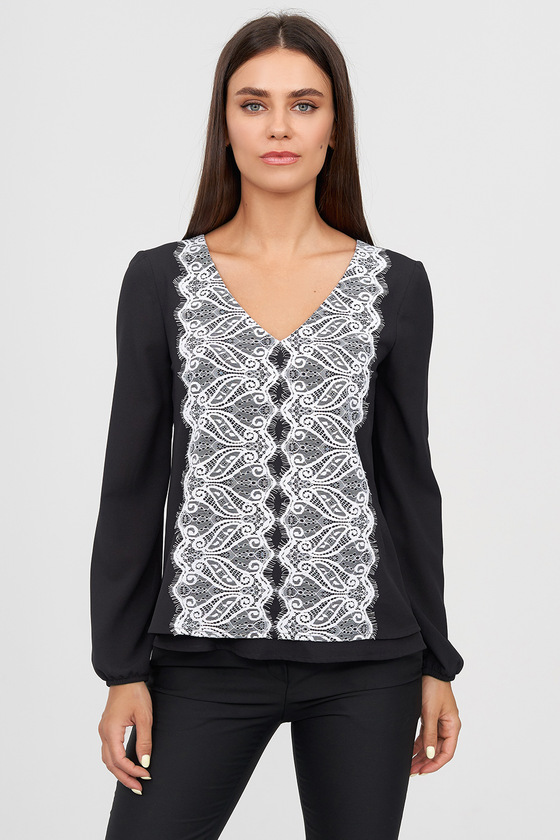 Блуза чорного кольору із мережевими вставками 2 - интернет-магазин Natali Bolgar