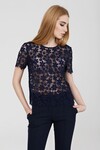 Ажурная темно-синяя блуза - интернет-магазин Natali Bolgar