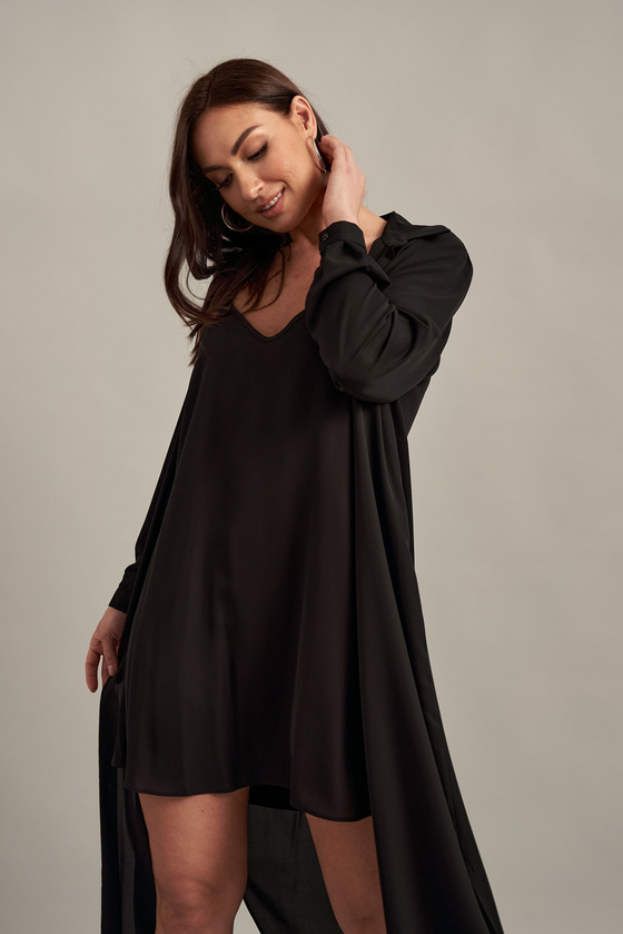 Платье-рубашка с поясом черного цвета 6 - интернет-магазин Natali Bolgar