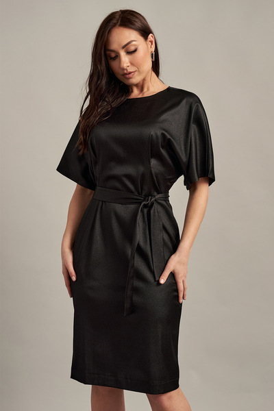 Платье чёрного цвета с поясом  – Natali Bolgar