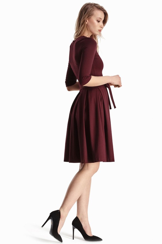 Платье бордового цвета со складками 1 - интернет-магазин Natali Bolgar