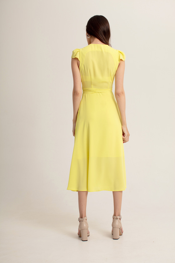 Платье на запах лимонного цвета с рукавами-крылышками 5 - интернет-магазин Natali Bolgar