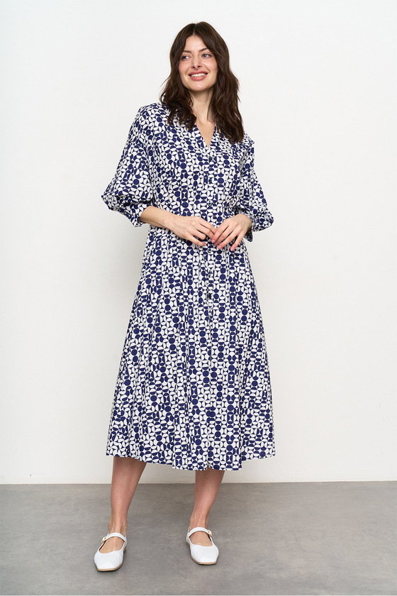 Сукня з бавовни з геометричним принтом 2 - интернет-магазин Natali Bolgar