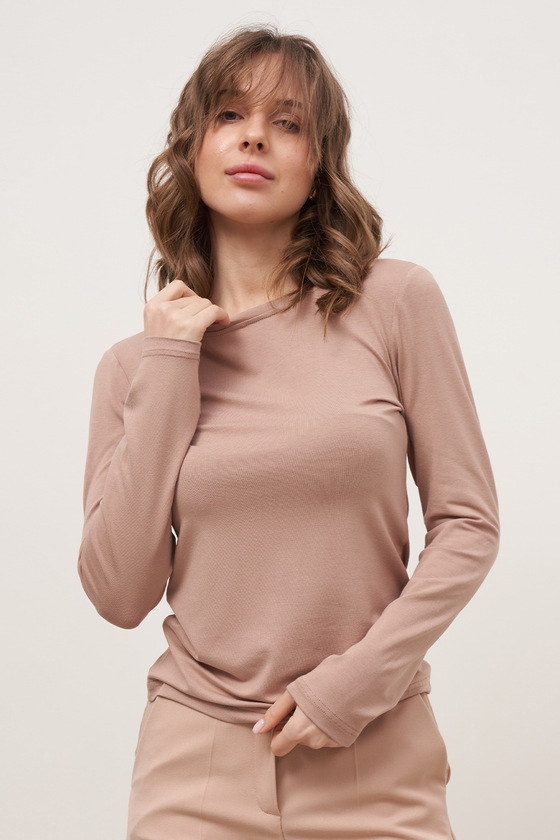 Бежевий лонгслів з трикотажу 1 - интернет-магазин Natali Bolgar