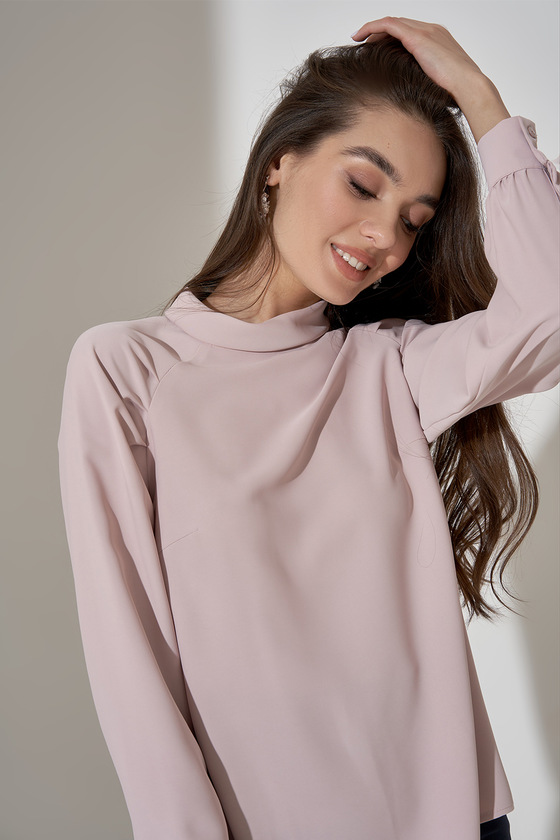 Блуза пудрового цвета с воротником-стойкой 1 - интернет-магазин Natali Bolgar