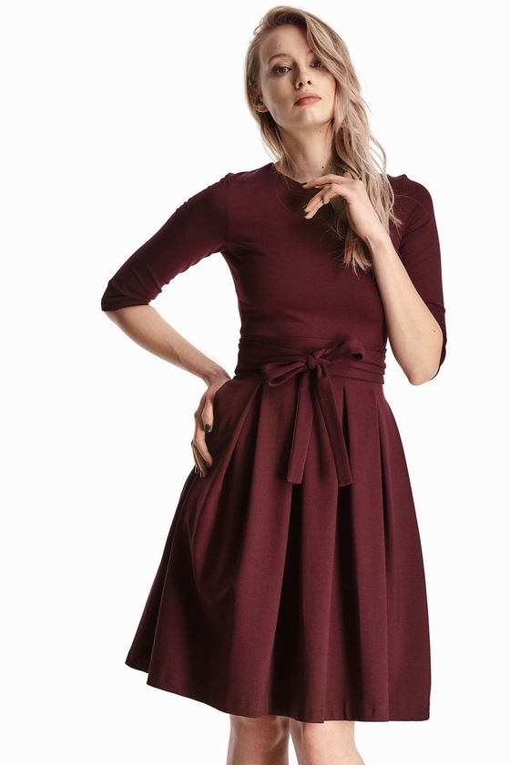 Платье бордового цвета со складками 2 - интернет-магазин Natali Bolgar