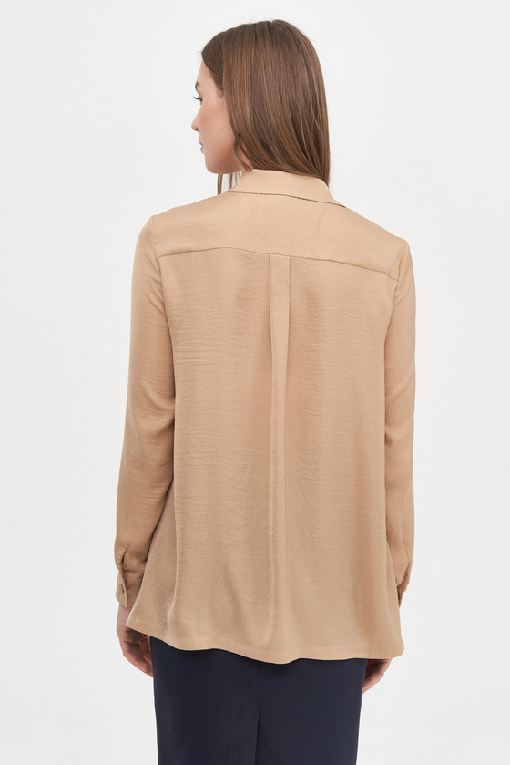 Асимметричная блуза бежевого цвета 1 - интернет-магазин Natali Bolgar