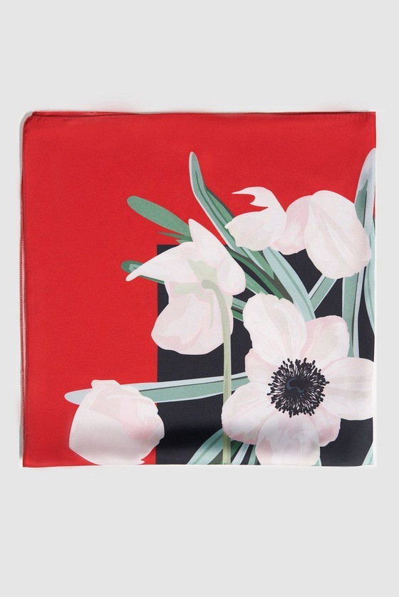 Шелковый платок в цветочном принте 1 - интернет-магазин Natali Bolgar