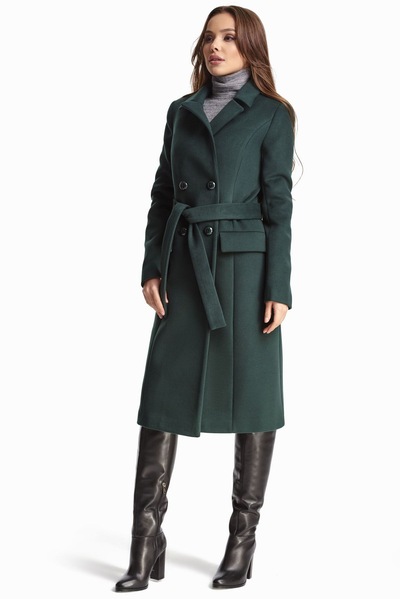 Двубортное пальто зелёного цвета  – Natali Bolgar
