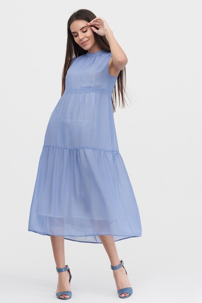 Платье голубого цвета в мелкий горох  – Natali Bolgar